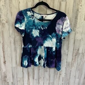 Juicy Couture Purple Blue Tie Dye Peplum Top